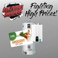 Pre-Inflation Pricing on New Water Heaters PLUS a $100 Grocery Gift Card