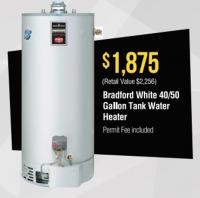 $1,875 Bradford White 40/50 Gallon Tank Water Heater
