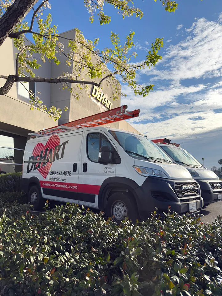 Dehart vans parked at our Modesto, CA office